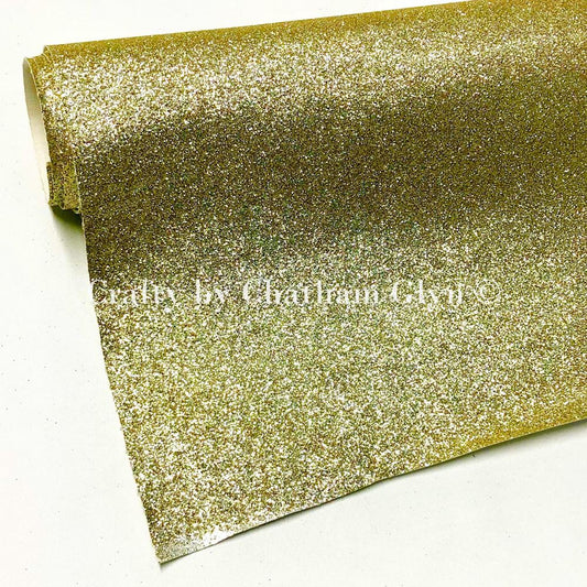 Fine Glitter PU Backed Fabric - Golden