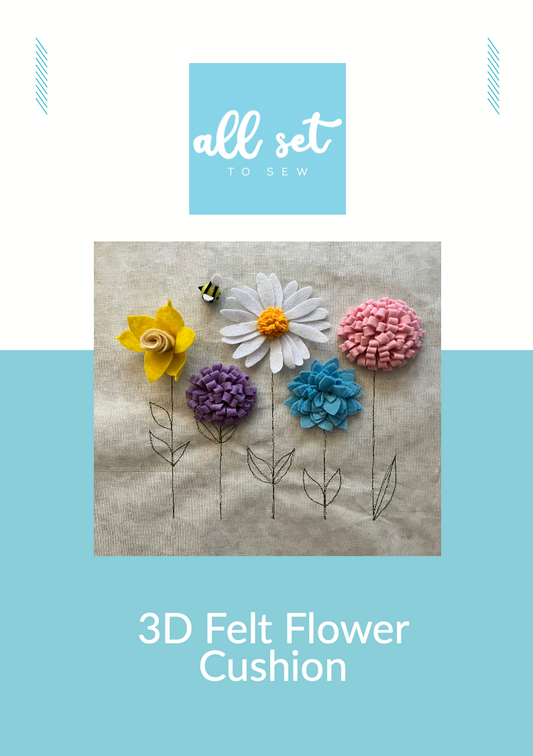 All Set to Sew - 3D Felt Floral Cushion - Printed Pattern - allsettosew