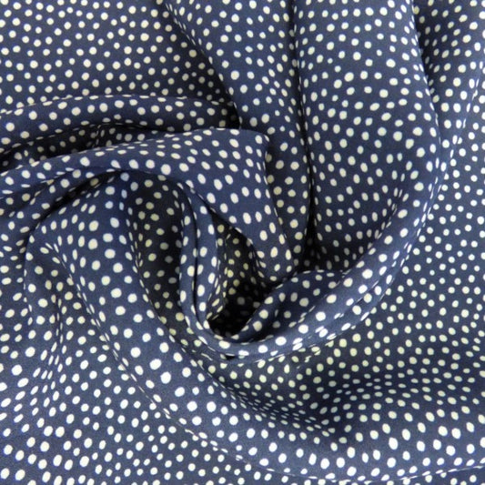 Lady McElroy - Dotty About Dots - Navy Blue - Viscose Challis Lawn - allsettosew