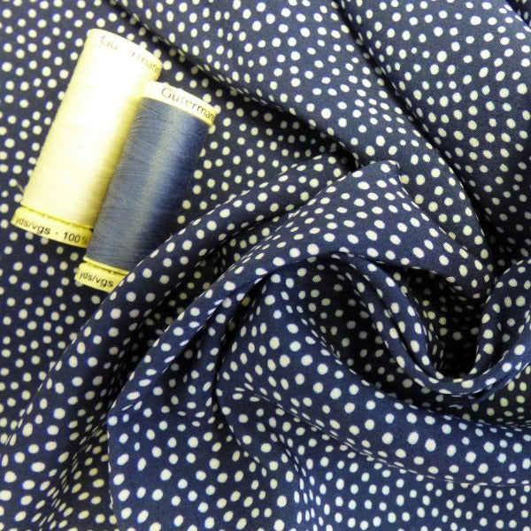 Lady McElroy - Dotty About Dots - Navy Blue - Viscose Challis Lawn - allsettosew